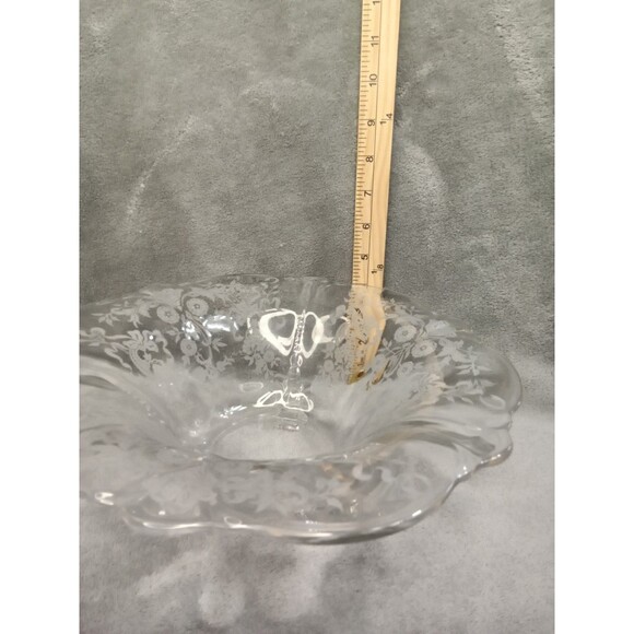 Vintage Crystal Footed Floral Etched Candy Bowls - Picture 9 of 10